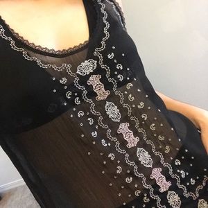 Embroidered sheer top